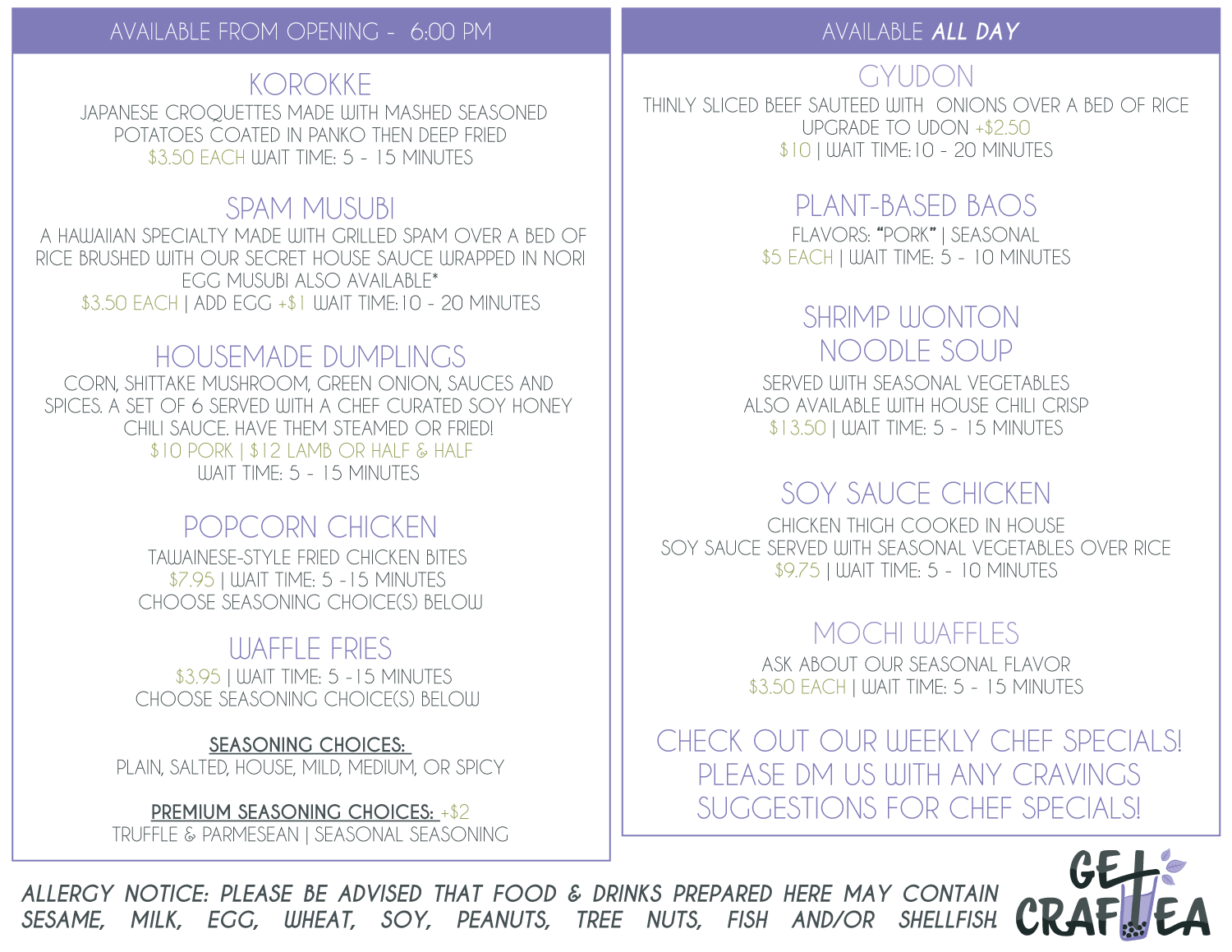 picture of the back menu